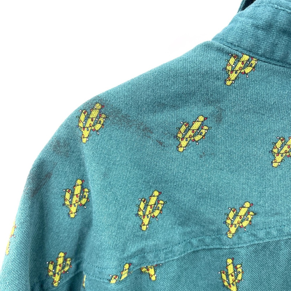 Duluth Green Christmas Cacti cactus Long Sleeve Flannel Button Up shirt 3XL - Picture 6 of 9